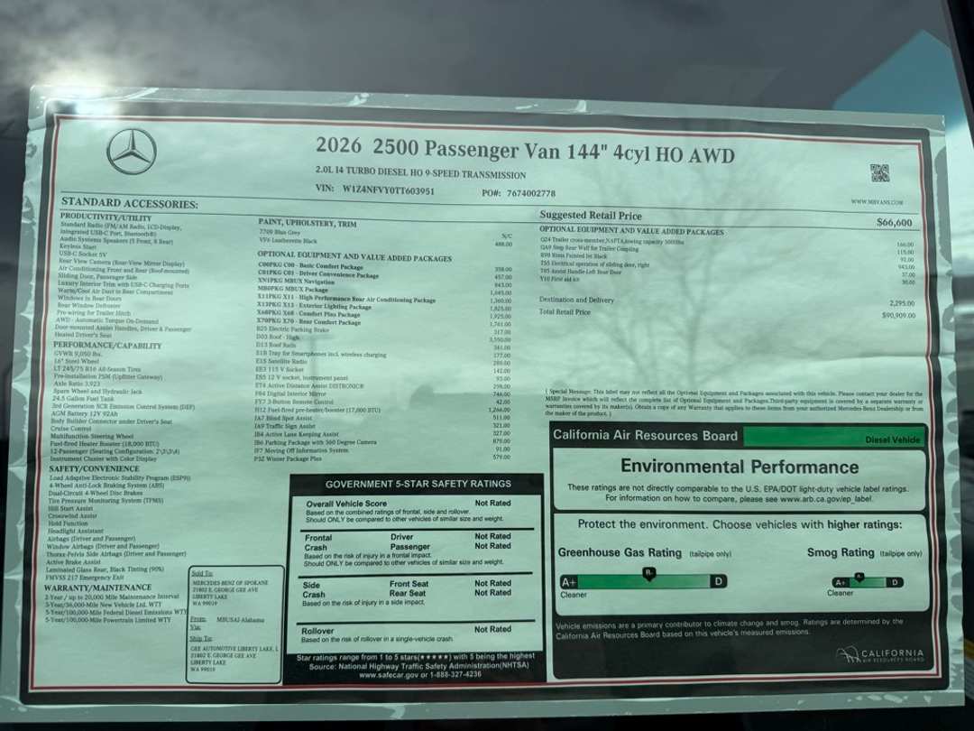 2026 Mercedes-Benz Sprinter 2500 Passenger 144 WB - Image 17