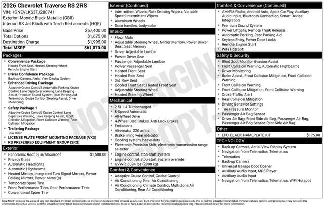 2026 Chevrolet Traverse RS