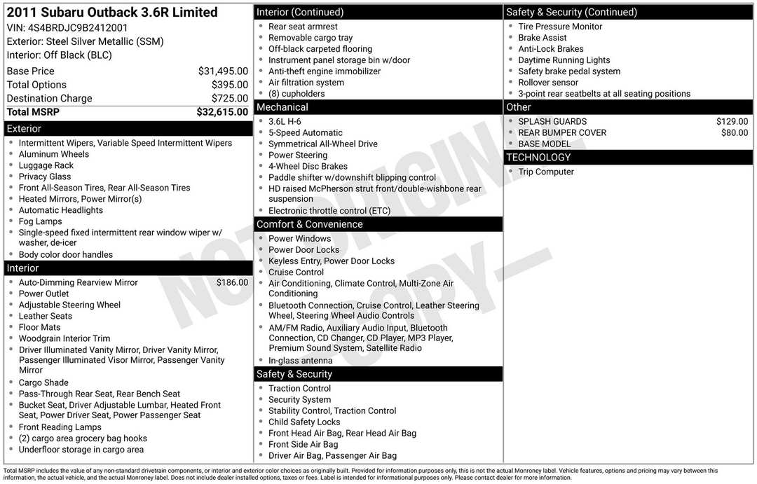 2011 Subaru Outback 3.6R - Image 16