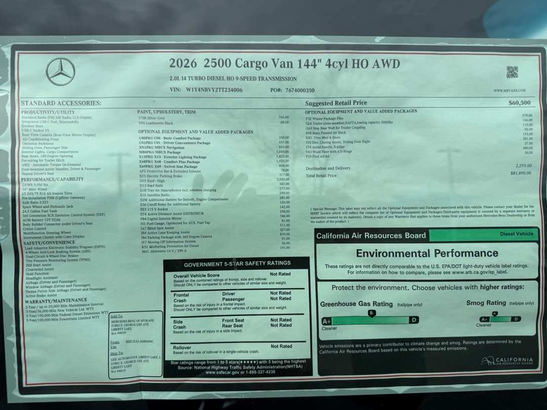 2026 Mercedes-Benz Sprinter 2500 Cargo 144 WB - Image 19