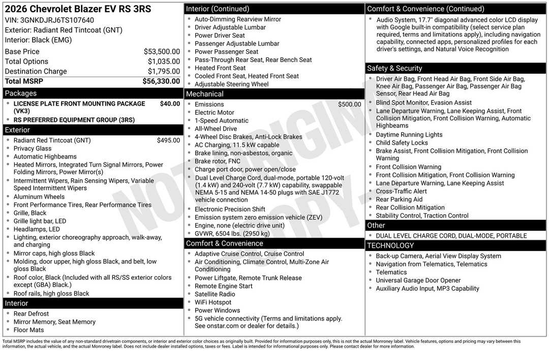 2026 Chevrolet Blazer Ev RS - Image 4