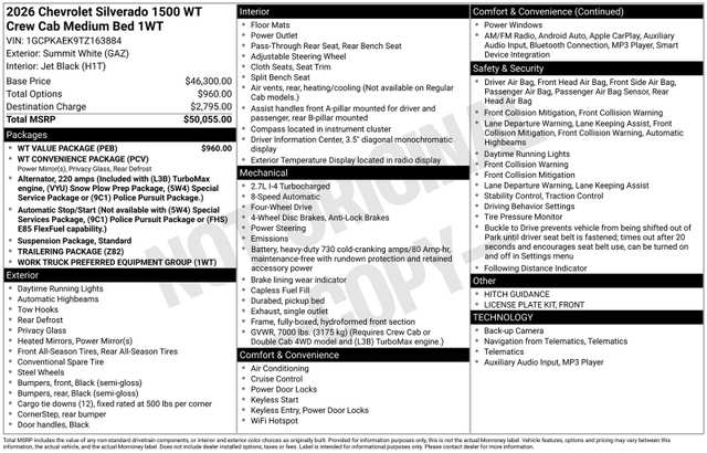 2026 Chevrolet Silverado 1500 WT