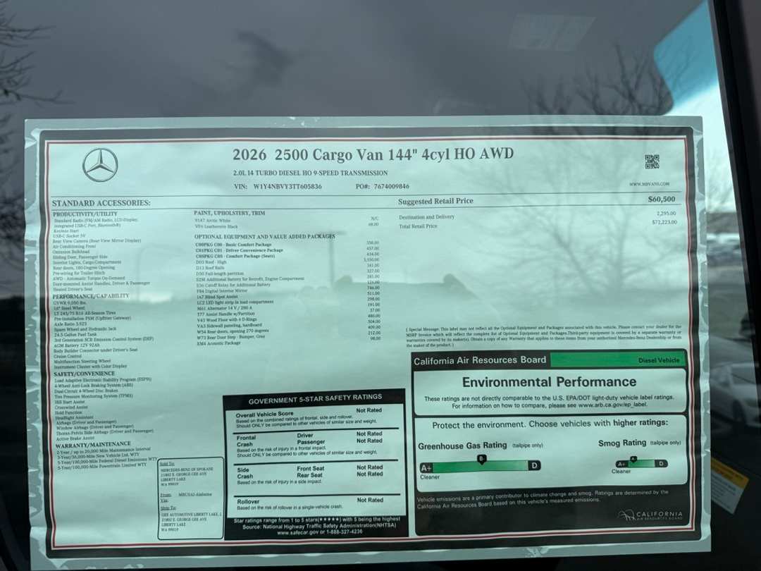 2026 Mercedes-Benz Sprinter 2500 Cargo 144 WB - Image 16