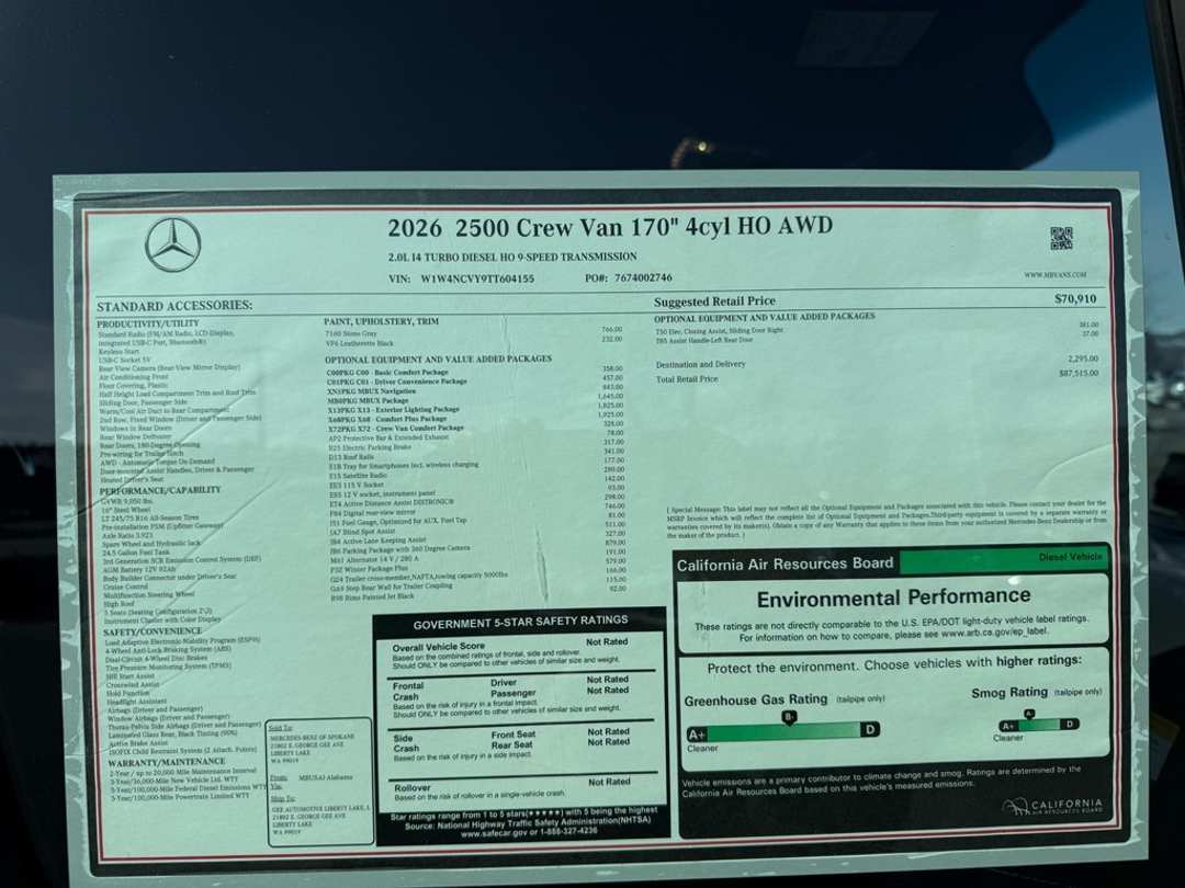 2026 Mercedes-Benz Sprinter 2500 Cargo 170 WB - Image 33