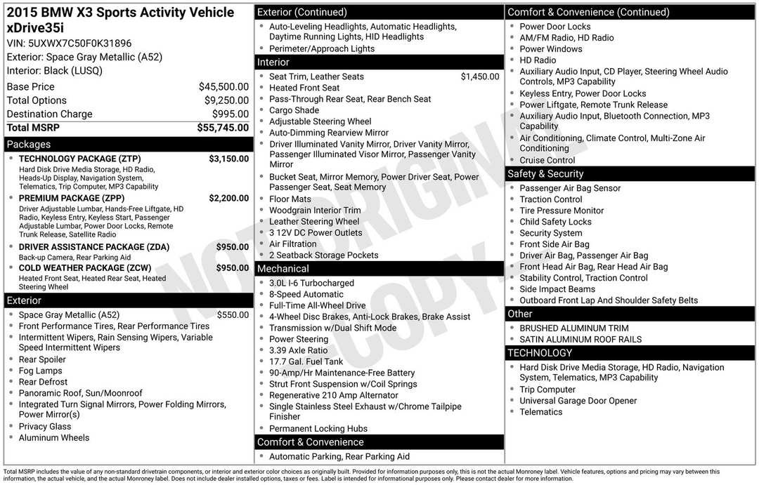 2015 BMW X3 xDrive35i - Image 34